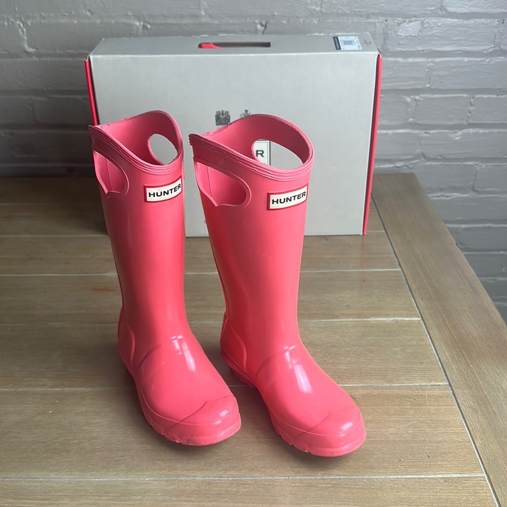 Kids Original Pull-On Gloss Hunter Rain Boots Sz 1B / 2G
